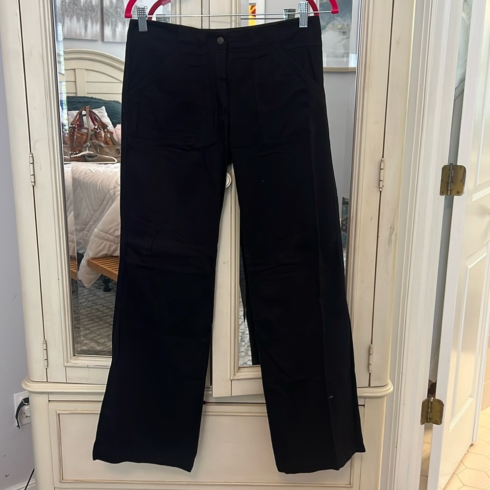 Black cotton wide leg pant